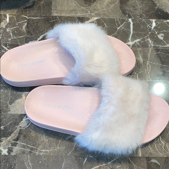 Steve Madden Faux Fur Slides US 8 Pink - Picture 4 of 8
